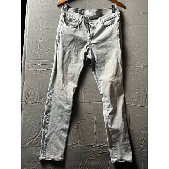 Gap Jeans Womens Size 31 Light Gray Denim Straight Leg Flat Front Slim Fit - Picture 1 of 5